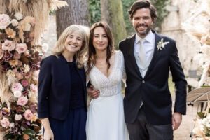 Paola Minussi, lay celebrant, with Annabel and Gian Carlo at Villa Bossi (VA)